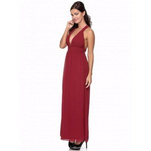 TFNC 'Sonia' V-Neck Maxi Dress Ruby Red Size L